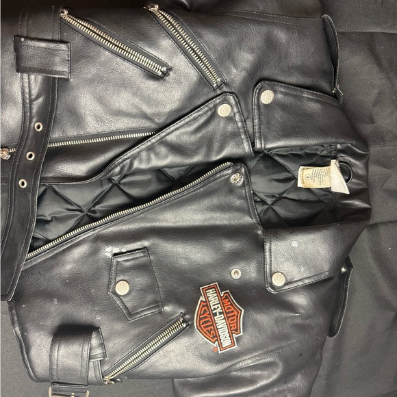 Harley-Davidson Other - Stunning Harley-Davidson Kids SZ 4T Synthetic Black Leather Biker Jacket